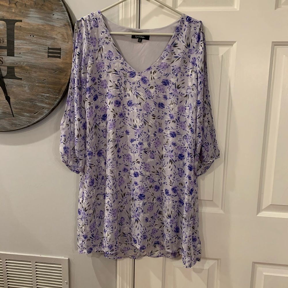 Lulu’s Lavender Print Split Sleeve Mini Dress sz S
